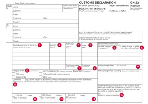 Cn23 Customs Forms Post Office