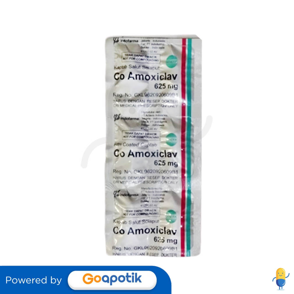 Co Amoxiclav Indofarma 500 125 Mg Strip 6 Kaplet Kegunaan Efek Samping Dosis Dan Aturan Pakai