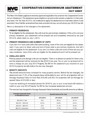 Co Op Tax Abatement Primary Residence Verification Fill And Sign