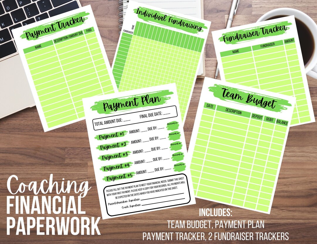 Coaching Financial Paperwork Bundle Green Etsy