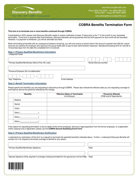 Cobra Benefits Termination Pdf Form Formspal