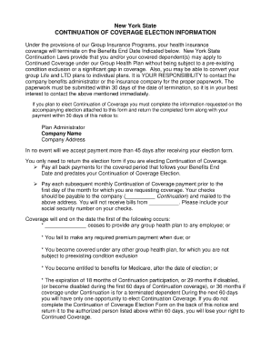 Cobra Continuation Coverage Election Form Fill Online Printable Fillable Blank Pdffiller
