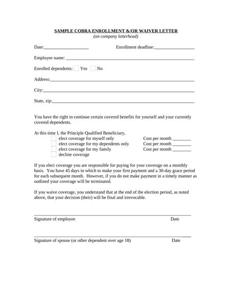 Cobra Letter Template Fill Out Sign Online Dochub