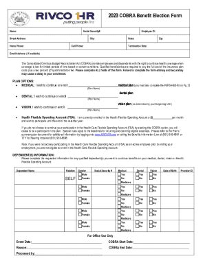 Cobra Medical Coverage Continuation Form 2013 2024 Fill And Sign Printable Template Online