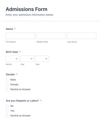 College Application Form Template Jotform