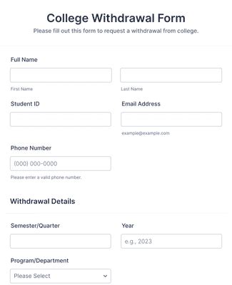 College Withdrawal Form Template Jotform