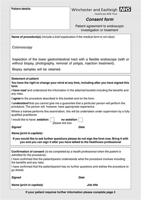 Colonoscopy Consent Form P65