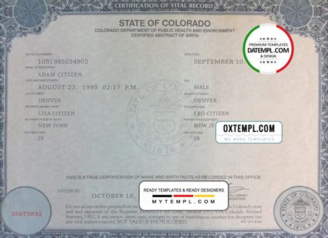 Colorado Birth Certificate