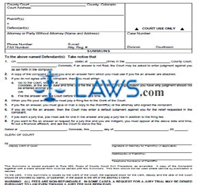 Colorado County Civil Summons Civil Summons Us Legal Forms