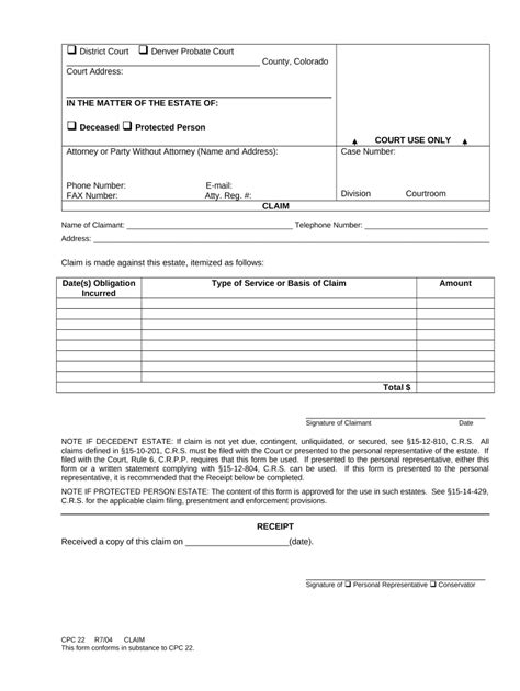 Colorado Probate Court Doc Template Pdffiller