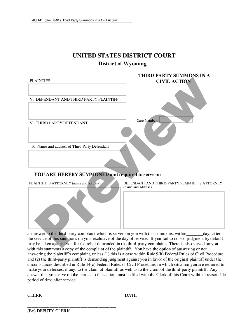 Colorado Third Party Summons In A Civil Action Us Legal Forms