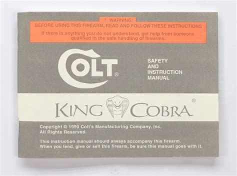 Colt King Cobra 1990 Factory Paperwork Packet Custom Shop