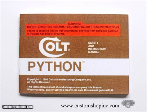 Colt Python Factory Paperwork Packet 1990 Manual Custom Shop