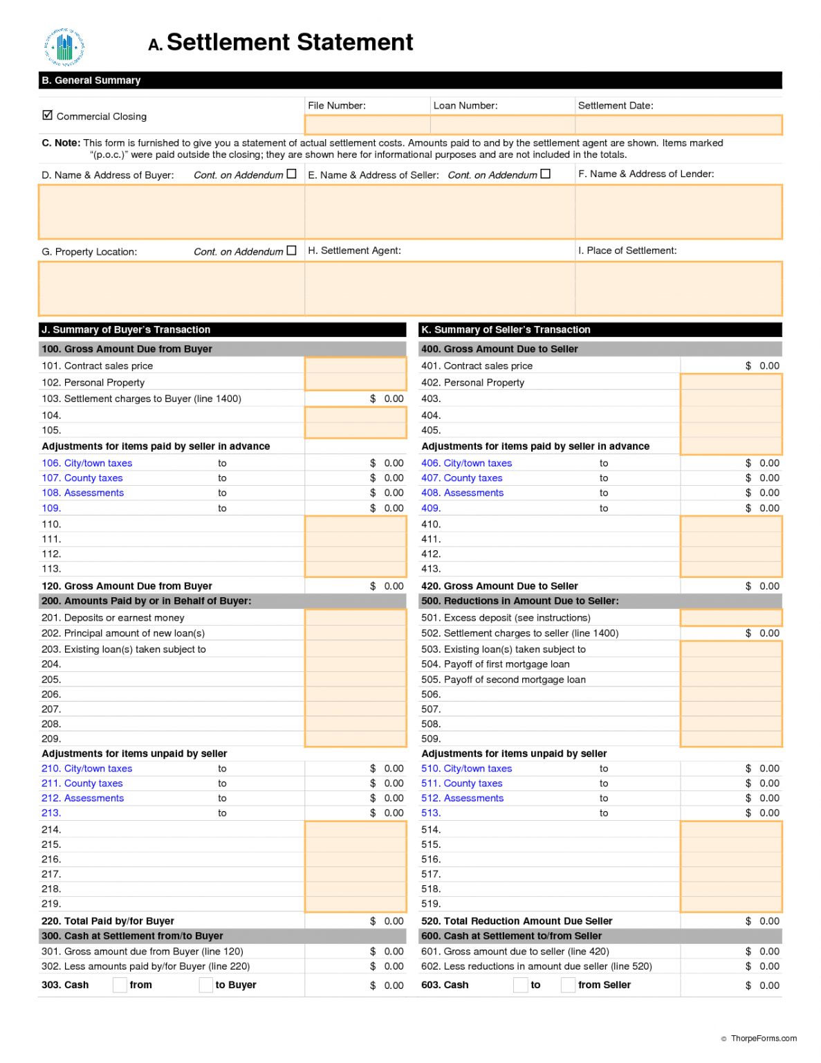 Commercial Closing Hud 1