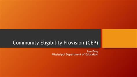 Community Eligibility Provision Cep Ppt Download