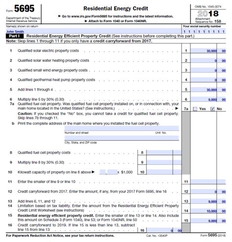 Completed Form 5695 Residential Energy Credit Capital City Solar