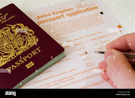 Completing A United Kingdom Passport Application Form Stock Photo Alamy