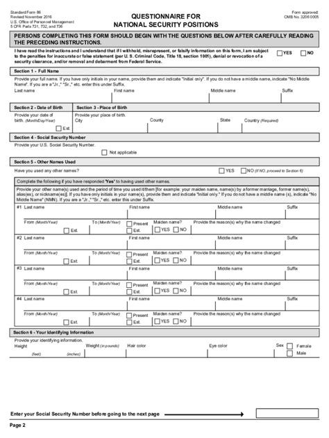 Completing Sf 86 Form Fill Out Printable Pdf Forms Online