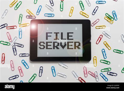 Conceptual Caption File Server Word Written On Device Which Controls