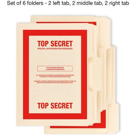 Confidential Classified Top Secret Novelty Spy File Folders 6 Pack Cia