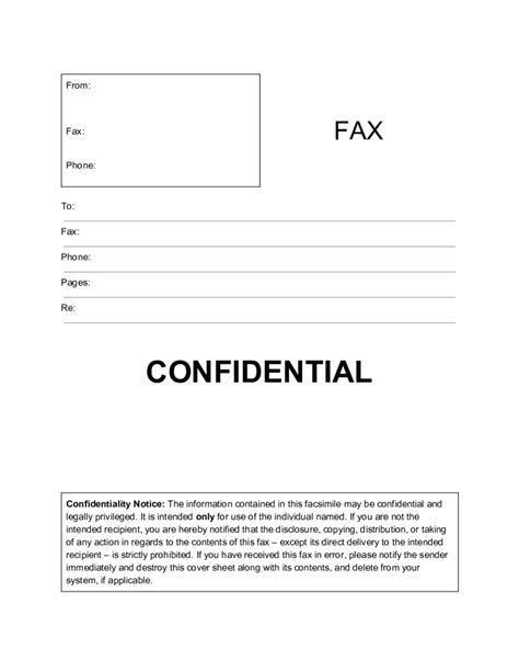 Confidential Fax Cover Sheet Template Printable In Pdf