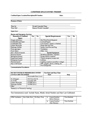 Confined Space Entry Permit Pdf Fill Out Sign Online Dochub