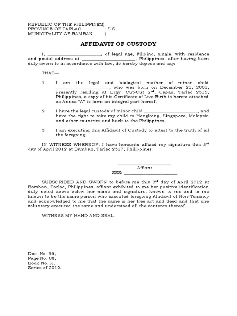 Connecticut Affidavit Temporary Custody Removal Termination