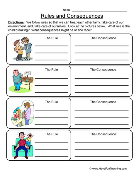 Consequences Worksheets