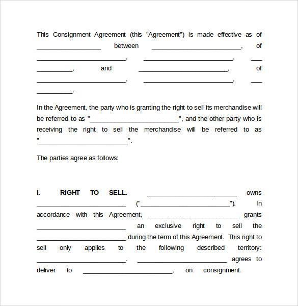 Consignment Agreement Sample Free Master Of Template Document