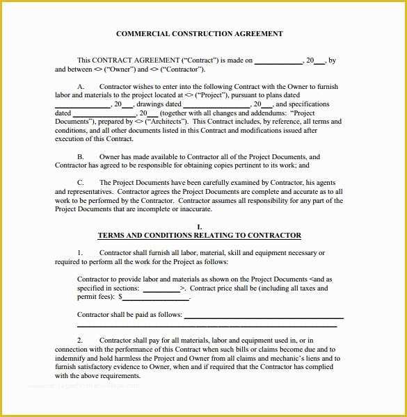 Construction Contract 9 Download Documents In Pdf