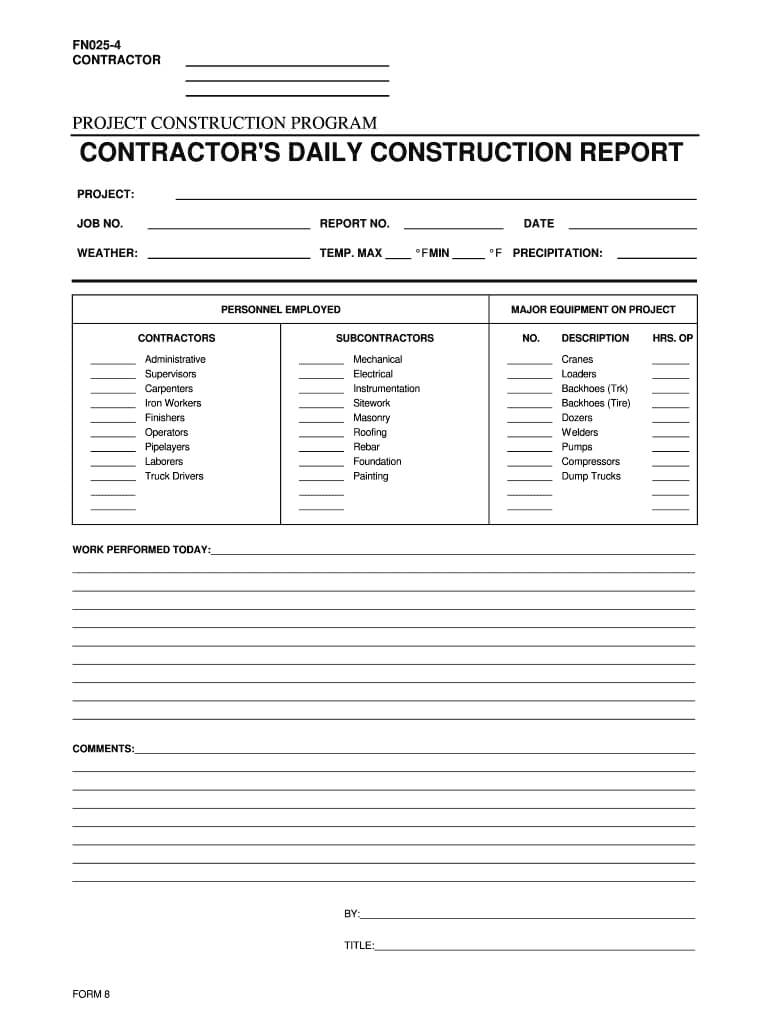 Construction Daily Report Template Construction Documents And Templates