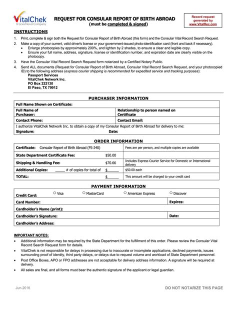 Consular Report Of Birth Abroad Form Fs 240 Fill Out Sign Online