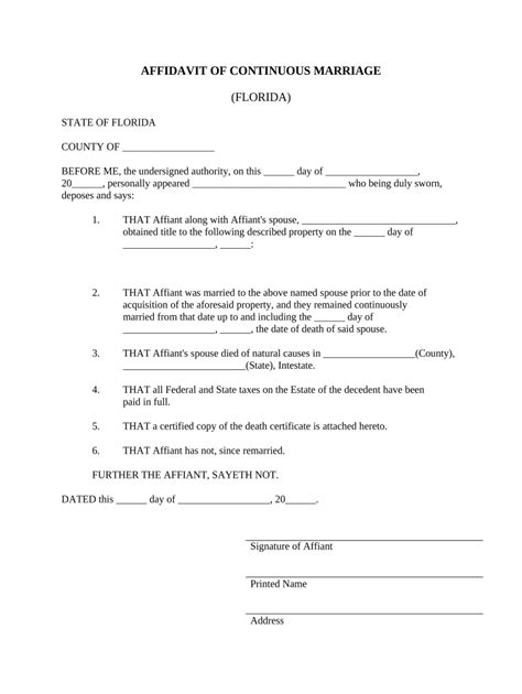 Continuous Marriage Affidavit Florida Fill Out Sign Online Dochub