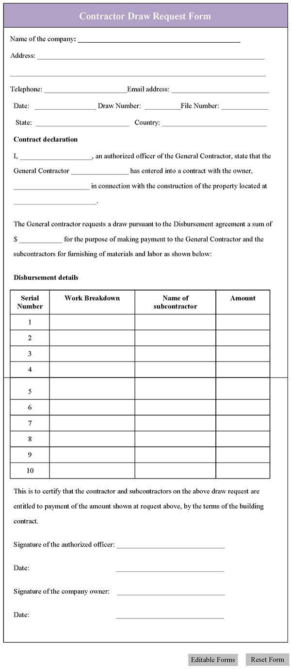 Contractor Draw Request Form Patternmakingforfashiondesignbook