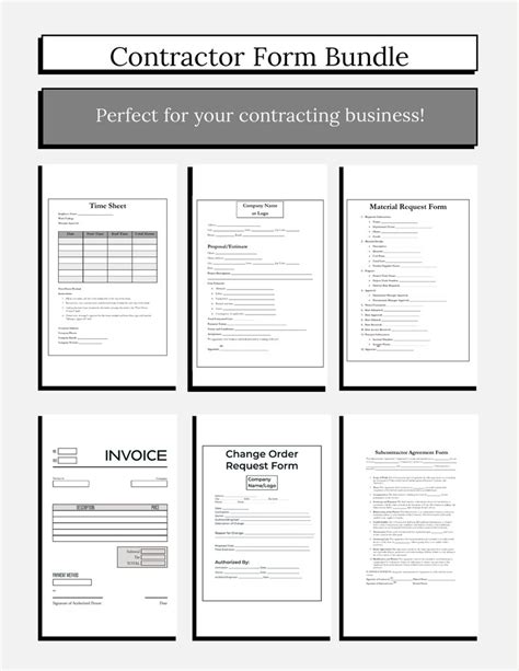 Contractor Forms Bundle Essential Paperwork For Your Contracting