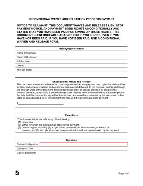 Contractor S Mechanic S Lien Release Form Eforms