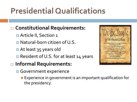 Copy Of Presidential Requirements Presidential Requirements Article