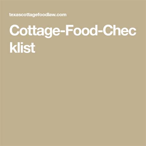 Cottage Food Checklist Cottage Food Home Bakery