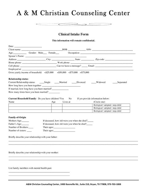 Counseling Intake Form Fill Online Printable Fillable Blank