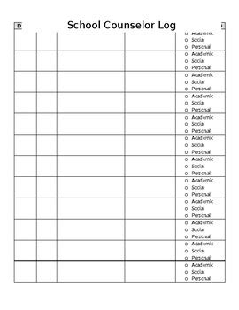 Counselor Log Sheet By The Cuckoo Counselor Teachers Pay Teachers