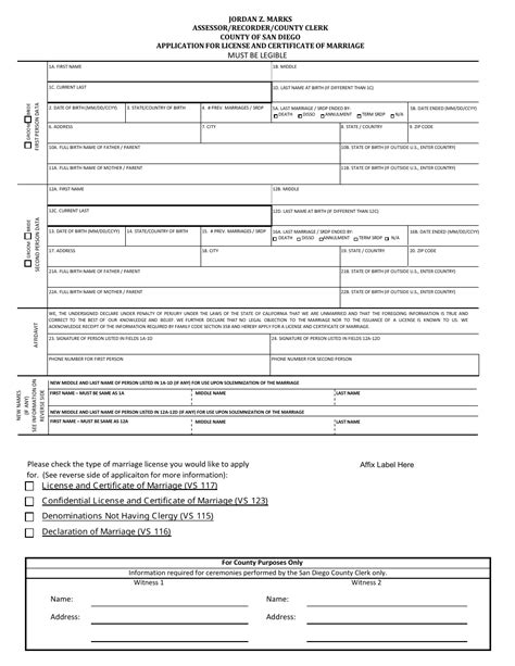 County Of San Diego California Application For License And Certificate