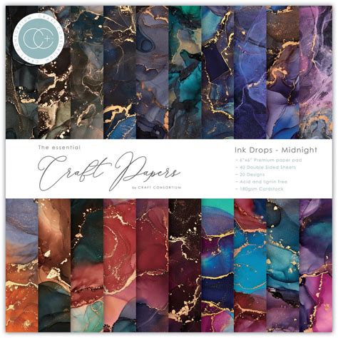 Craft Consortium Essential Craft Papers Ink Drops Dusk 6X6