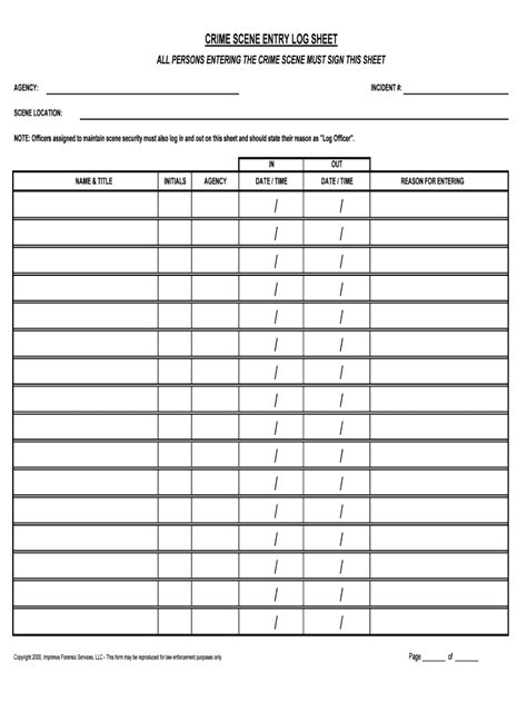 Crime Scene Blank Forms