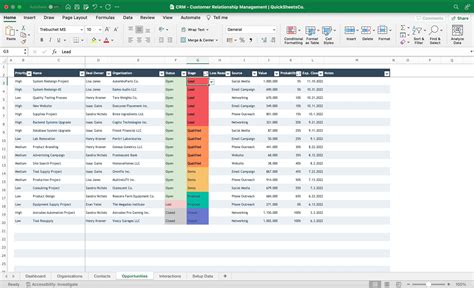 Crm Excel Template Client Tracker Spreadsheet Customer Relationship