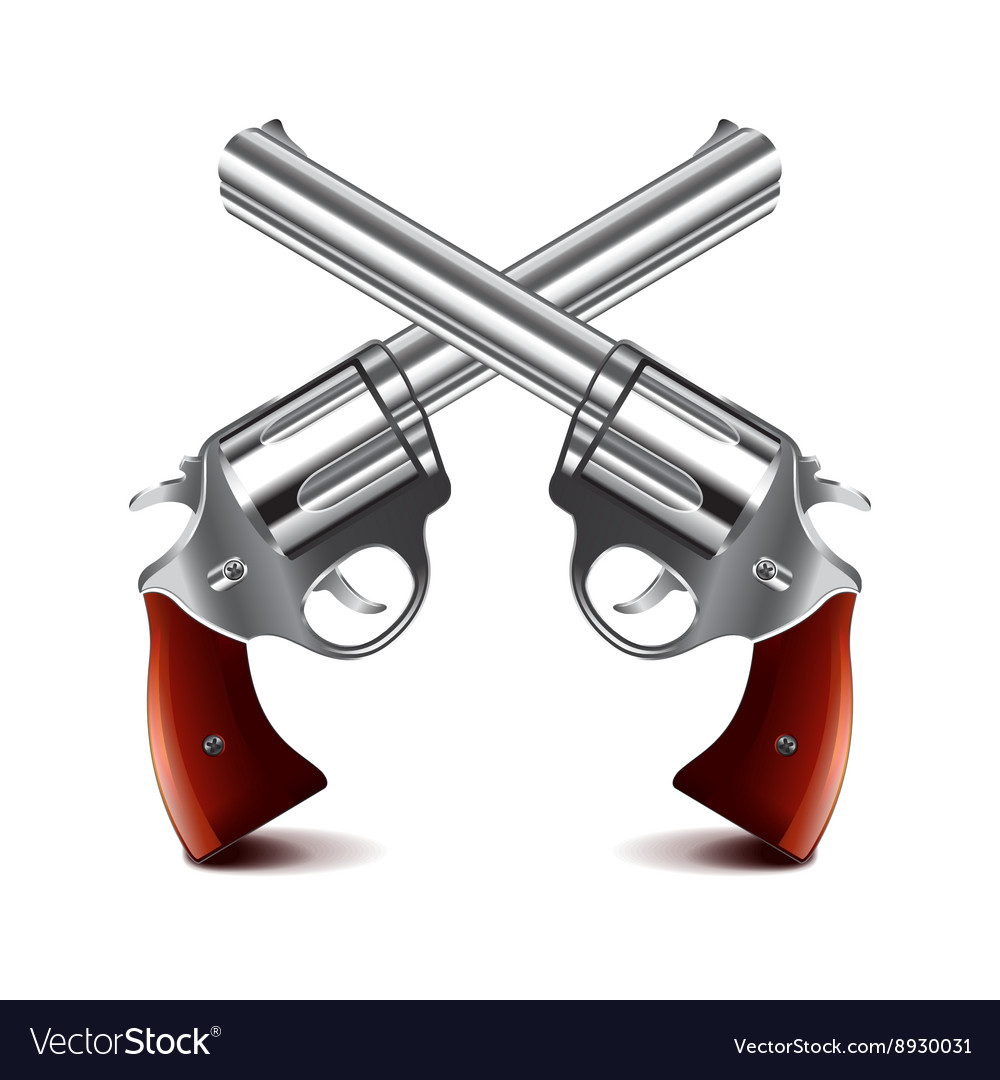 Crossed Guns Isolated On White Royalty Free Vector Image