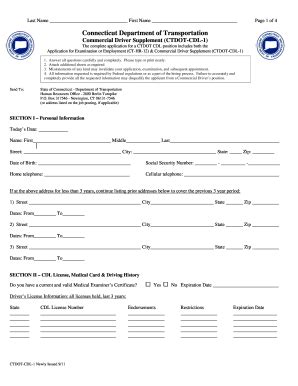 Ct Dot Ctdot Cdl 1 2011 Fill And Sign Printable Template Online Us