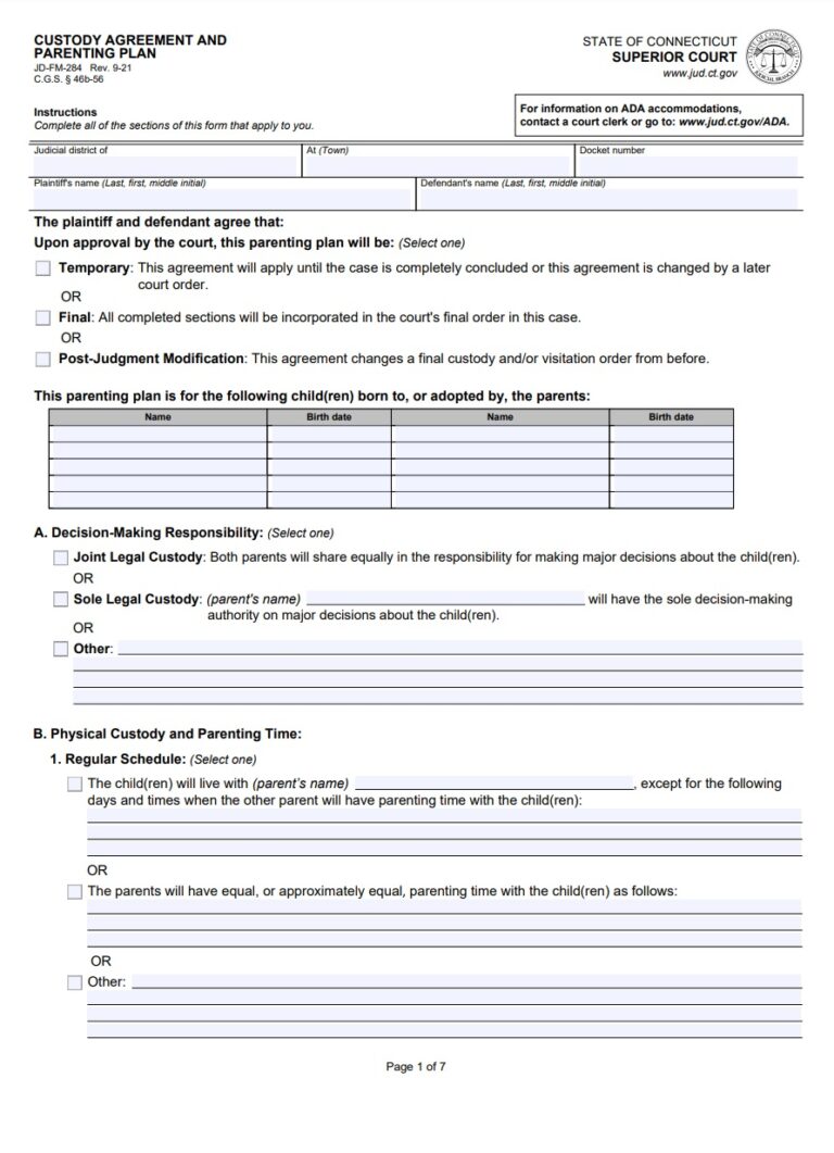 Custody Agreement Template 11 Word Pdf Document Download Free Amp Premium Templates