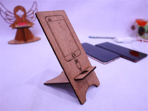 Custom Designed Phone Stand Laser Cut From Wood Or Acrylic By Default The Acrylic Comes In