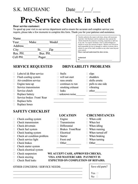 Customer Check In Sheet Fill Out Sign Online Dochub