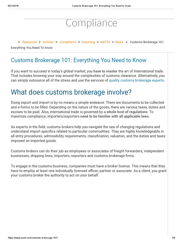 Customs Brokerage 101 Everything You Need To Know